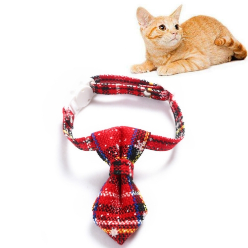 

5 PCS Snowflake Christmas Red Plaid Adjustable Pet Bow Tie Collar Bow Knot Cat Dog Collar, Size:S 17-30cm, Style:Tie