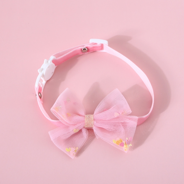 

6 PCS Pet Handmade Adjustable Cat Dog Bow Tie Collar, Size:S 17-32cm, Style:Sequin Bowknot