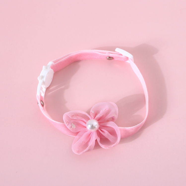 

6 PCS Pet Handmade Adjustable Cat Dog Bow Tie Collar, Size:S 17-32cm, Style:Pearl Flowers