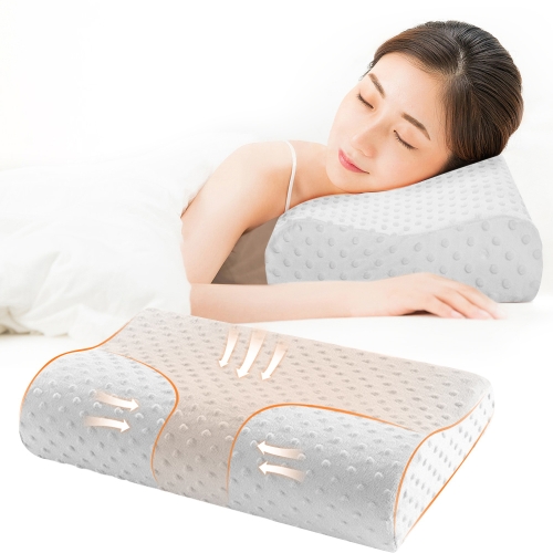 

Memory Foam Pillow Latex Neck Pillow Fiber Slow Rebound Soft Pillow Massager for Cervical Health Care, Size:30*50*10cm(white)