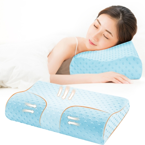 

Memory Foam Pillow Latex Neck Pillow Fiber Slow Rebound Soft Pillow Massager for Cervical Health Care, Size:30*50*10cm(blue)