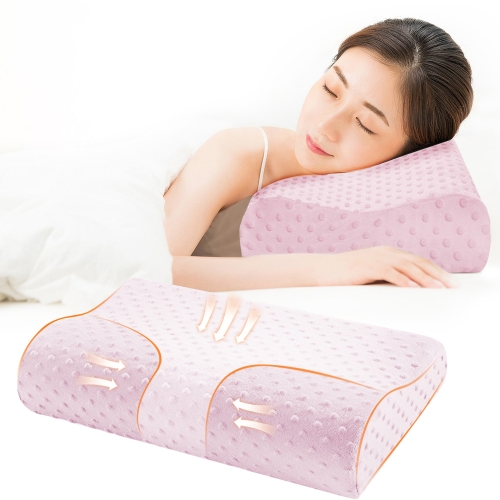 

Memory Foam Pillow Latex Neck Pillow Fiber Slow Rebound Soft Pillow Massager for Cervical Health Care(pink)