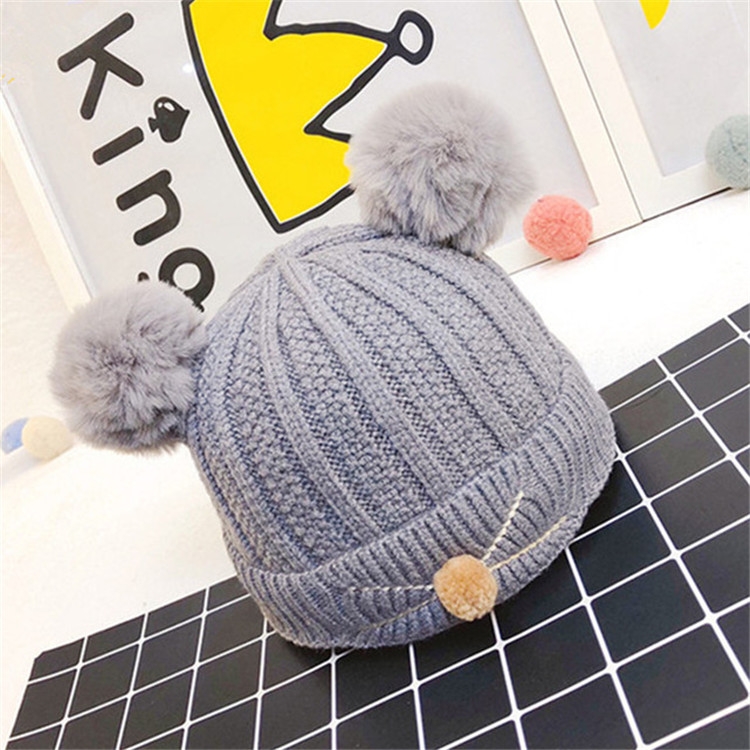 

Children Cartoon Cat Knitted Hats Baby Warm Wool Cap, Size:44-48cm(Grey)