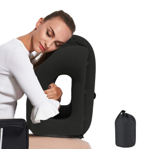 

Press the Inflatable Pillow to Take the Plane Train Travel Sleep Artifact Sleep Pillow(Black)