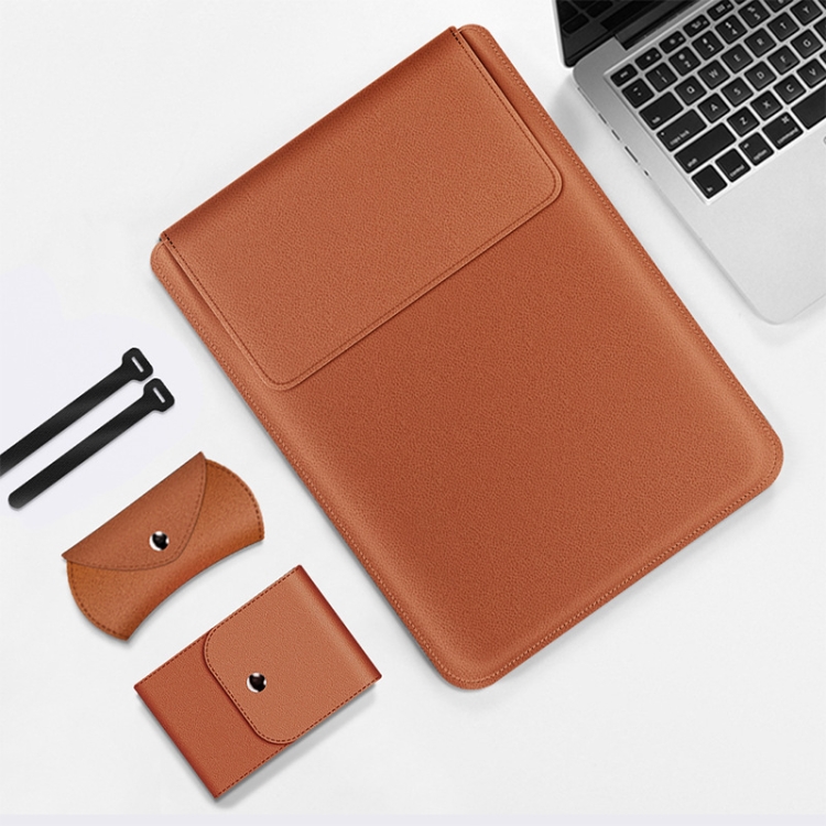 

15 inch For Apple Laptop Liner Bag Four-Piece Storage Bag(Light Brown)