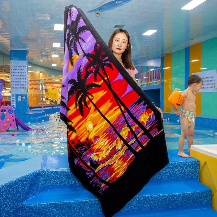 

Extra Long Bath Towel Hawaiian Island Style Cotton Beach Cushion Towel 180x105 Cm(Sunset Coconut BT19-2)