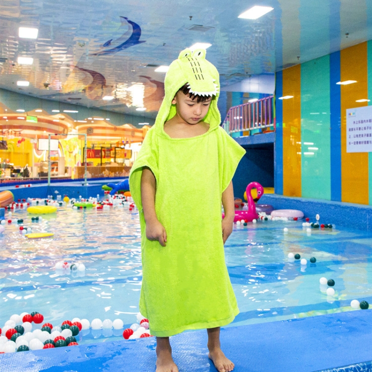 

Cotton Cloak Home Bathroom Lengthen Children Wearable Bath Towel 70 cm(Green Crocodile DP19S-5)