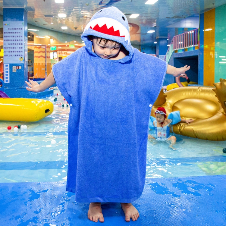 

Cotton Cloak Home Bathroom Lengthen Children Wearable Bath Towel 70 cm(Blue Shark DP19S-6)