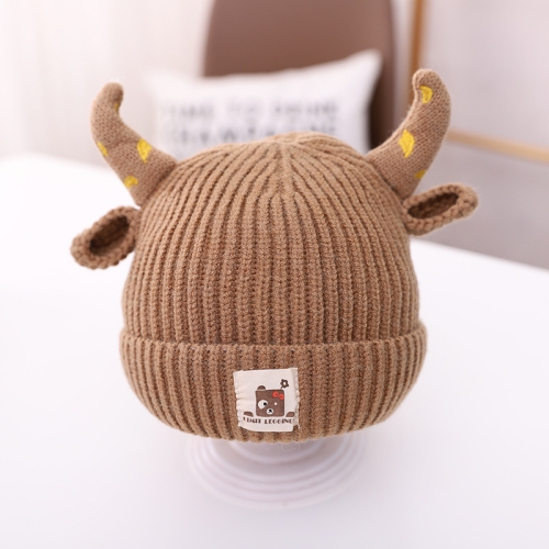 

MZ9801 Horns Garibal Baby Knitted Hat Baby Woolen Warm Hat, Size: Free Size(Brown)