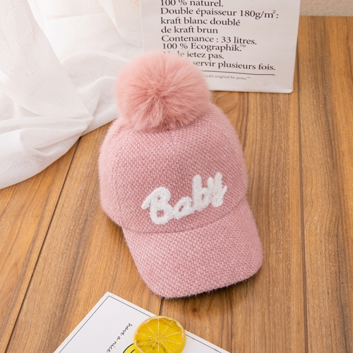 

Autumn And Winter Children Caps Cotton Letter Embroidery Baseball Hats, Size: 50-52cm(Pink)