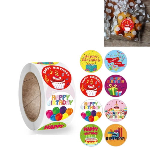 

10 PCS Children Happy Birthday Stickers Decorations Greeting Cards Label, Size: 2.5 cm / 1inch(A-184)