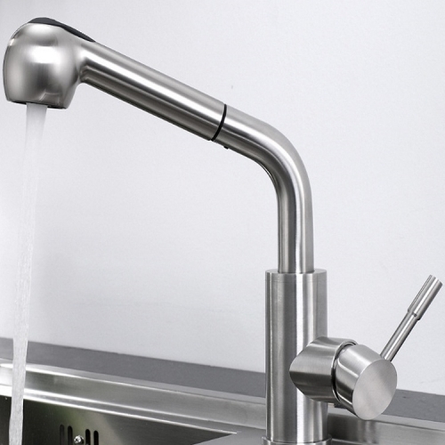 

Kitchen Pipe Shape Multifunctional Cold And Hot Switchable And Pull-Out Stainless Steel Faucet, Specification: 800g