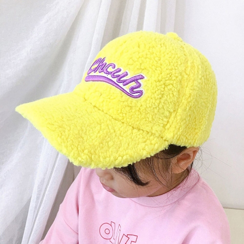 

MZ9949 Embroidered Letters Children Baseball Cap Lamb Cashmere Baby Hat, Size: Cap Circumference 50cm Adjustable(Yellow)