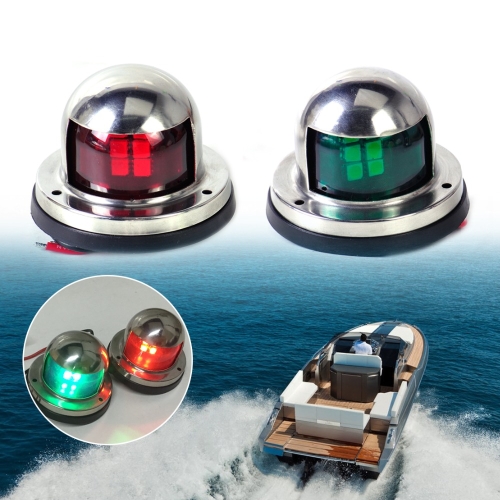 

1 Pair Stainless Steel LED Navigation Light Red Green Sailing Signal Light for Marine Boat Yacht Warning Light, DC 12V