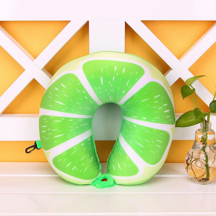 

Fruit U Shaped Travel Pillow Nanoparticles Neck Pillow Car Pillows Soft Cushion Home Textile(Lime)