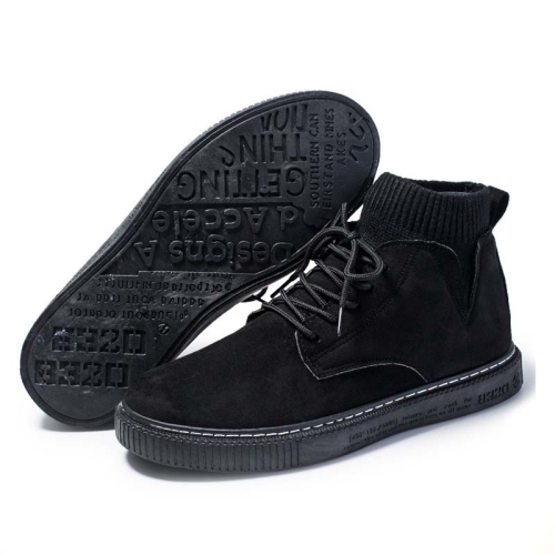 

Autumn Winter High-Top Tooling Casual Shoes Youth Board Shoes All-Match Men Sports Shoes, Size: 44(Black)