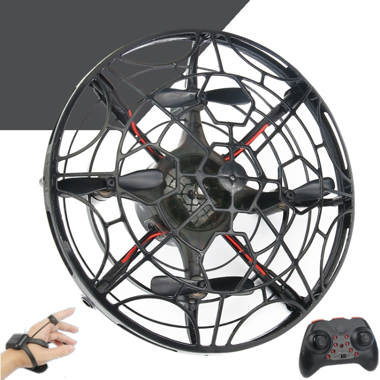 

Intelligent Remote Control Induction Quadcopter Mini Drone Flying UFO Toy Flying Saucer, Colour: Black （Dual Remote UFO ）