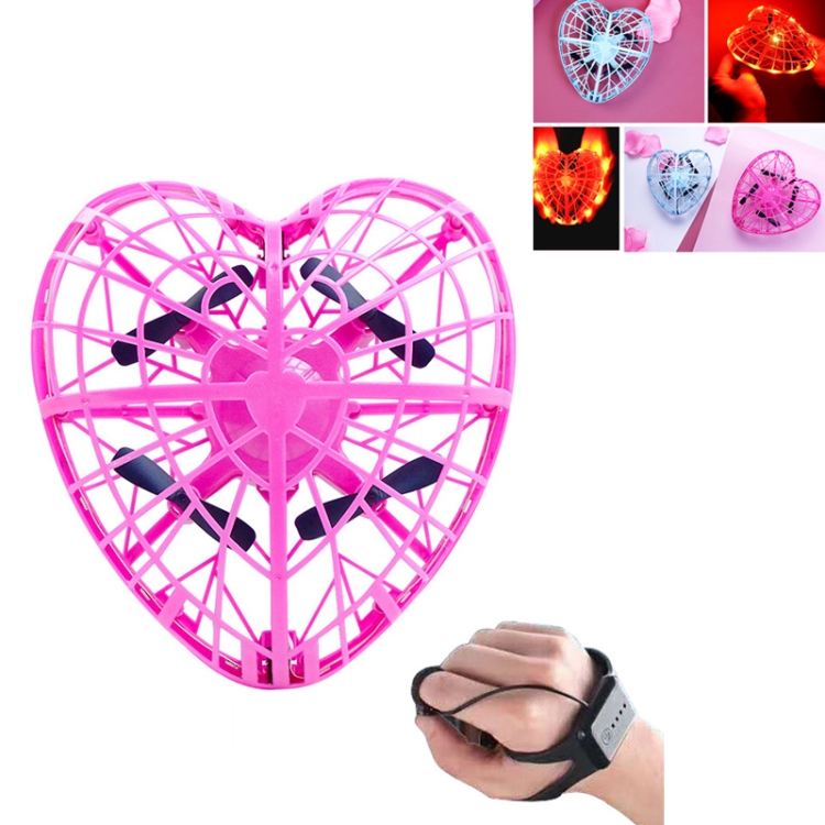 

Remote Control Aircraft Smart Gestures Electrocardiographic Induction Four-Axis Toys Suspension Mini Drone, Colour: Pink (Watch Remote)