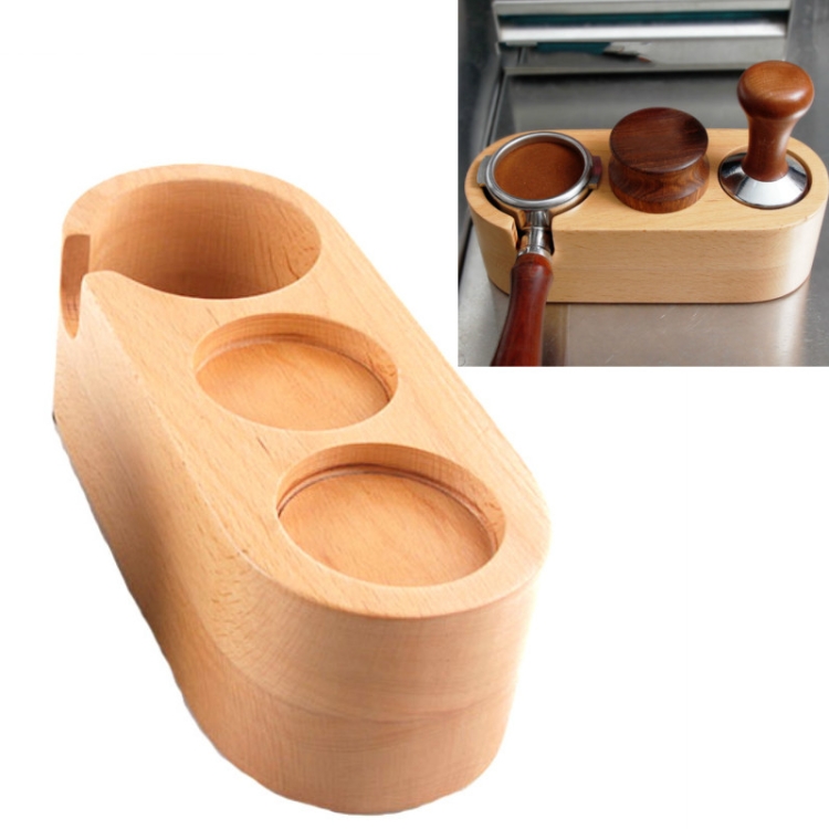 

3 Holes Coffee Pressing Powder Base Wooden Filling And Pressing Base Coffee Machine Handle Support Base Pressing Powder Pad, Scope of application: 58mm