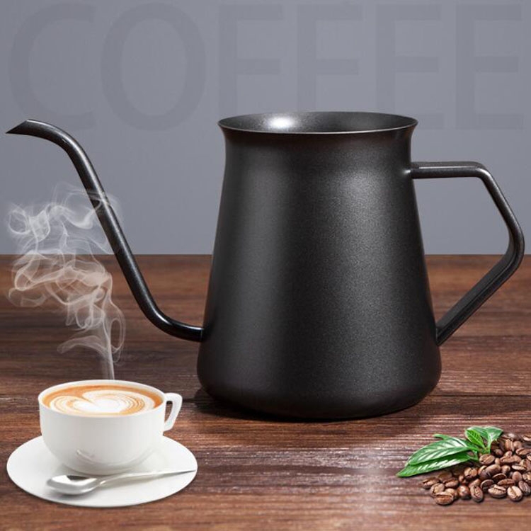 

Stainless Steel Hand Punch Pot Hanging Ear Pot Coffee Pot Thickened Mini Pot Teflon Thin Mouth Pot, Style: Without Lid
