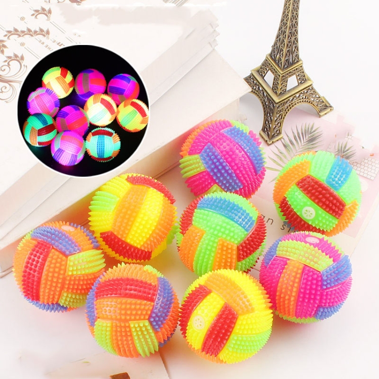 

10 PCS Luminous Volleyball Bouncy Ball Massage Ball Whistle Thorn Ball, Random Color Delivery, Diameter: 6.5cm