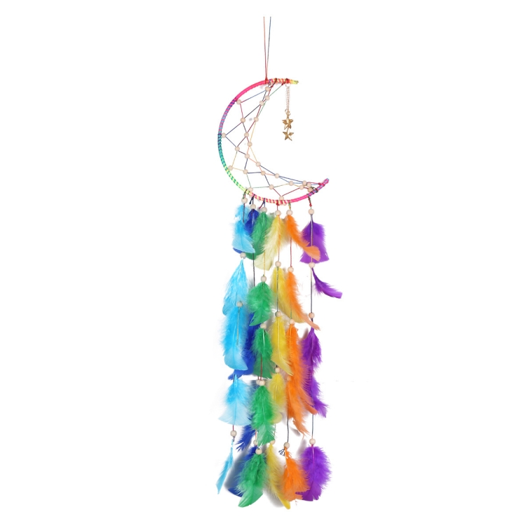 

Colorful Moon Feather Woven Dream Catcher Home Wall Hanging Decoration(MS9080)