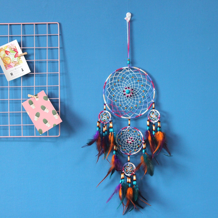 

Home Hand Woven Colorful Bohemian Dream Catcher, Specification: Wooden Beads