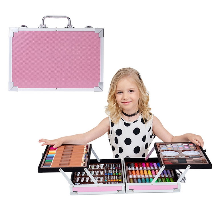

200 in 1 Brush Painting Set Watercolor Pen Set For Children Student, Specification: 200PCS(Aluminum Box Pink)