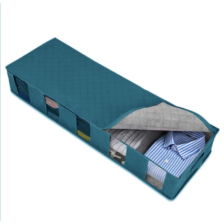 

2 PCS Non-Woven Bed Storage Box Foldable Quilt Clothes Dust-Proof & Moisture-Proof Storage Bag, Size: 97x33x15cm(Blue)
