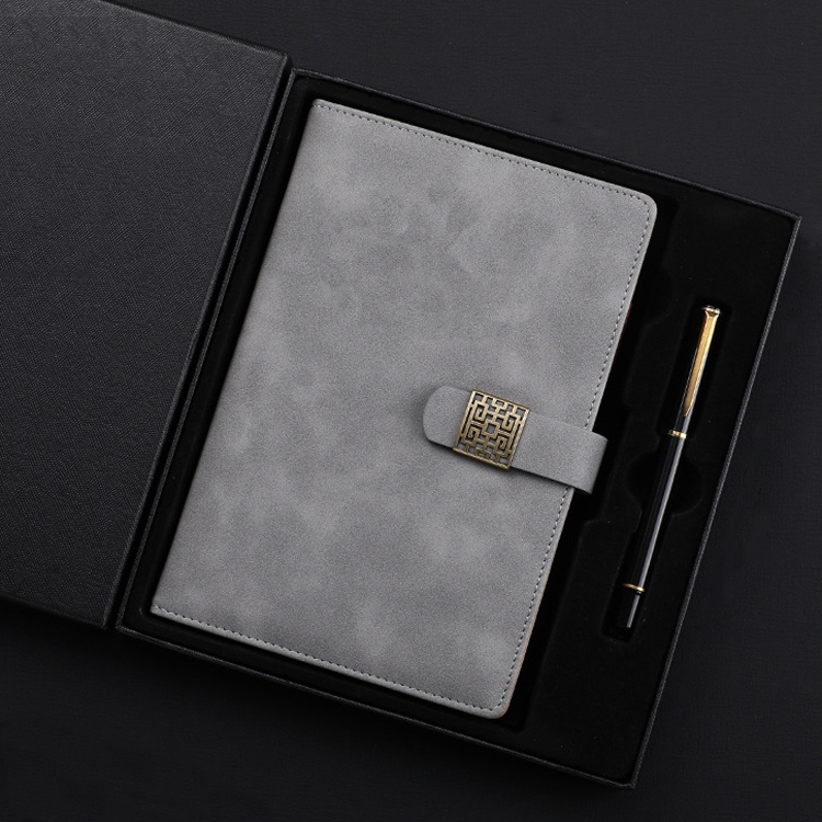 

Notebook Business Retro Simple Notebook Office Notepad Gray A5 Heaven and Earth Cover Gift Box