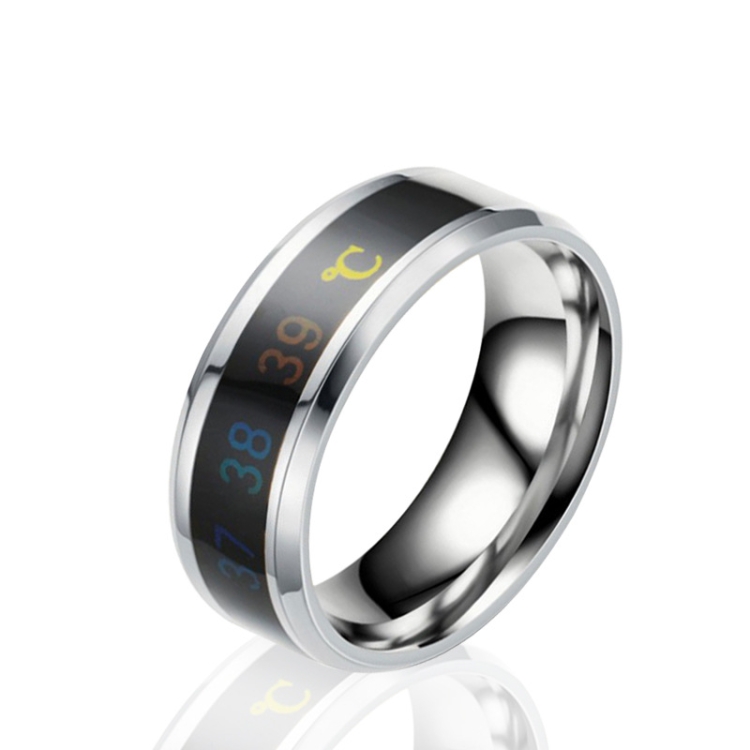 

6 PCS Smart Temperature Ring Stainless Steel Personalized Temperature Display Couple Ring, Size: 11(White)