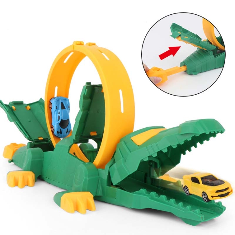 

Children DIY Crocodile Catapult Rail Car Toy with 2 Cars