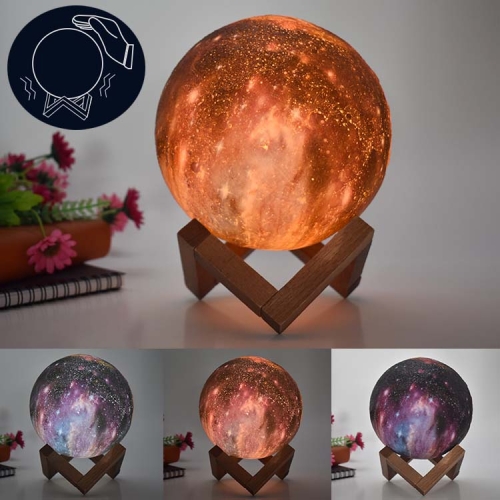 

1W 3D Moon Lamp Children Gift Table Lamp Painted Starry Sky LED Night Light, Light color: 8cm Pat Control 3-colors
