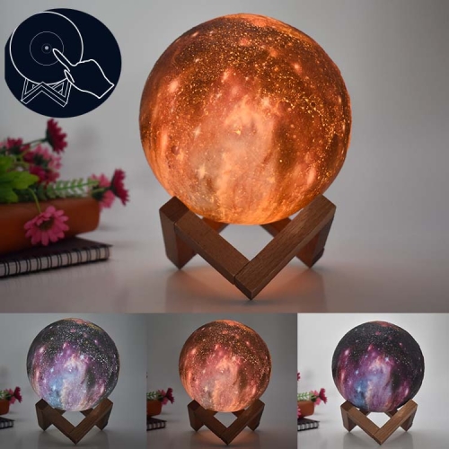 

1W 3D Moon Lamp Children Gift Table Lamp Painted Starry Sky LED Night Light, Light color: 20cm Touch Control 3-colors