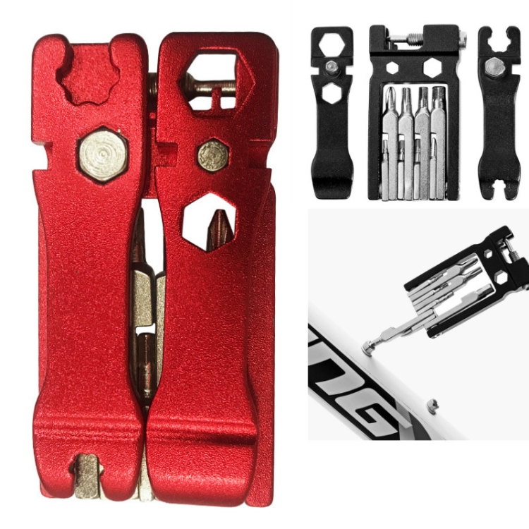 

20 in 1 Cycling Repair Tool Multifunctional Household Appliances Repair Tool Bicycle Compact Repair Wrench(Red)