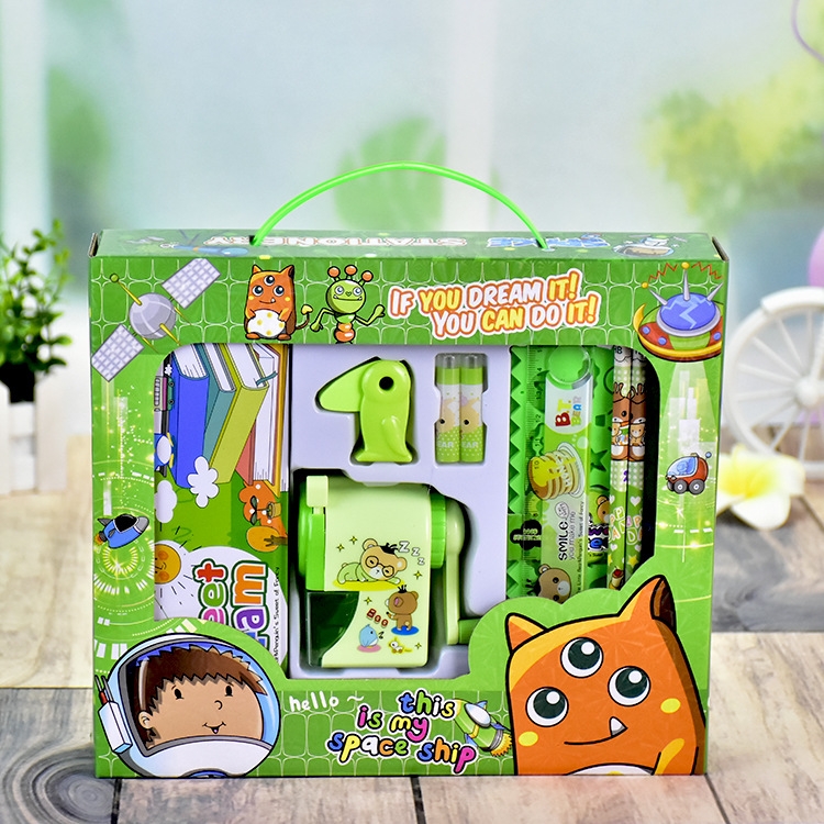 

Stationery Set Pencil Case Pencil Sharpener School Supplies For Children(Green)