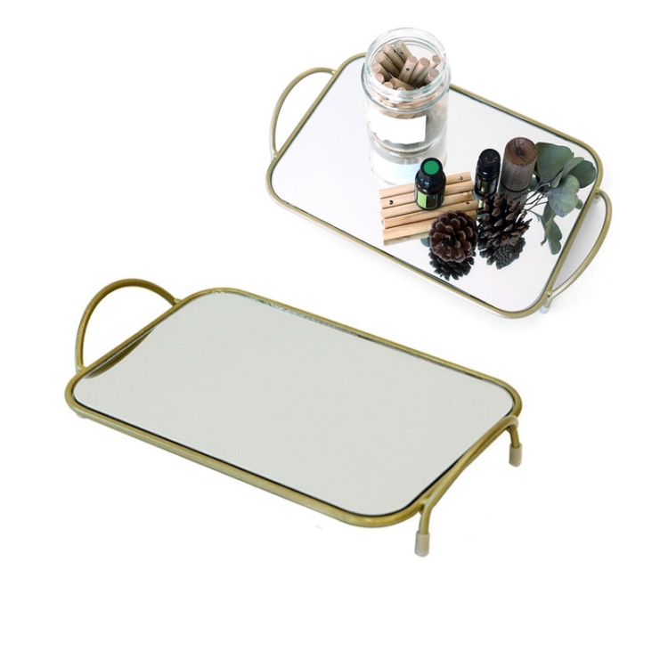 

Mirror Tray Storage Console Table Decoration Dinner Plate Props, Colour: Shiny Gold Square