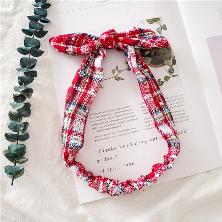 

5 PCS Christmas Headband Ladies Elastic Rabbit Ears Headband Knotted Headband( White )