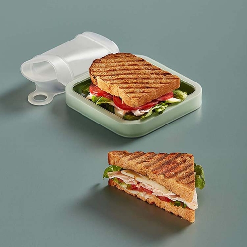 

5 PCS Sandwich Toast Bento Box Lunchbox Portable Take-Out Student Office Worker Lunch Box, Capacity: 301-500ml(Transparent Green)