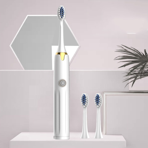 

2 PCS Household Couple Smart Sonic Vibration Soft Fur Waterproof Electric Toothbrush, Colour: Curtain Color White (3 Brush Heads) Battery