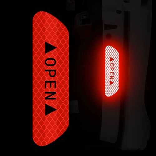 

10 PCS OPEN Reflective Tape Warning Mark Bicycle Accessories Car Door Stickers(Red)