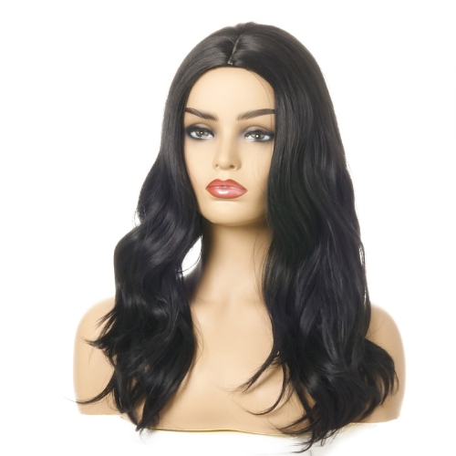 

Women Split Black Curly Hair Wig Chemical Fiber Headgear(Black)
