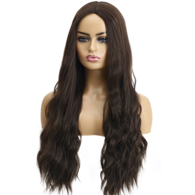 

Ladies Wavy Curly Hair Wig Gradient Long Curly Hair Wig(WIG-345E (Black Brown))