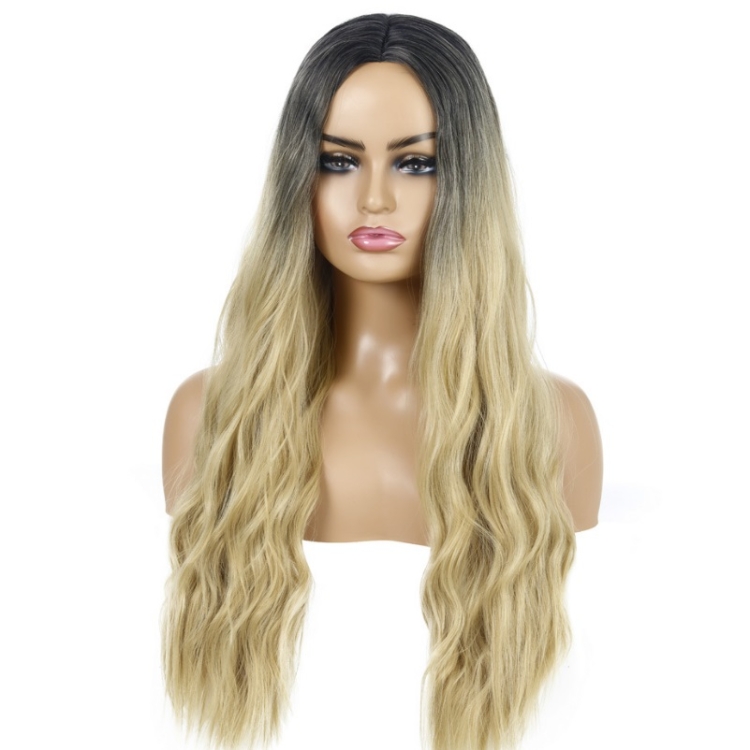 

Ladies Wavy Curly Hair Wig Gradient Long Curly Hair Wig(WIG-345M (Light Gold))