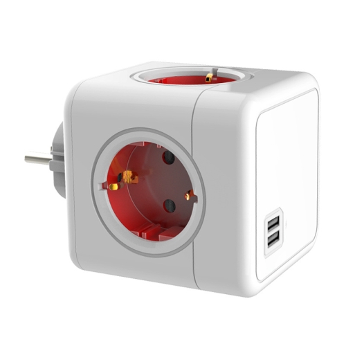 

Creative Power Cube Socket Conversion Socket, EU Plug In-line Red+U