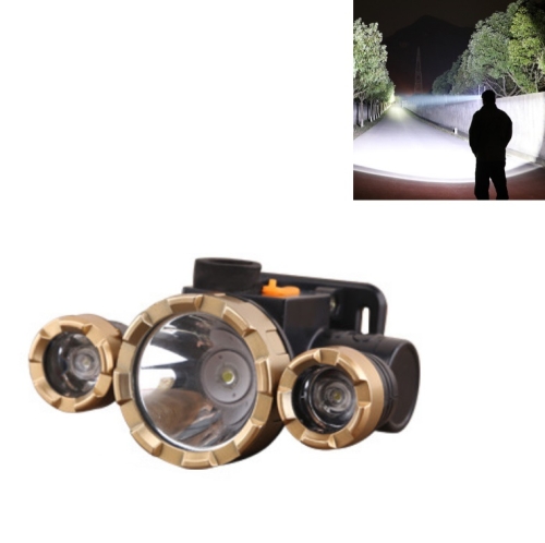 

5LEDs Head-Mounted Flashlight High-Power Rechargeable Waterproof Fishing Searchlight, CN Plug, Colour: Three Lamp Holders