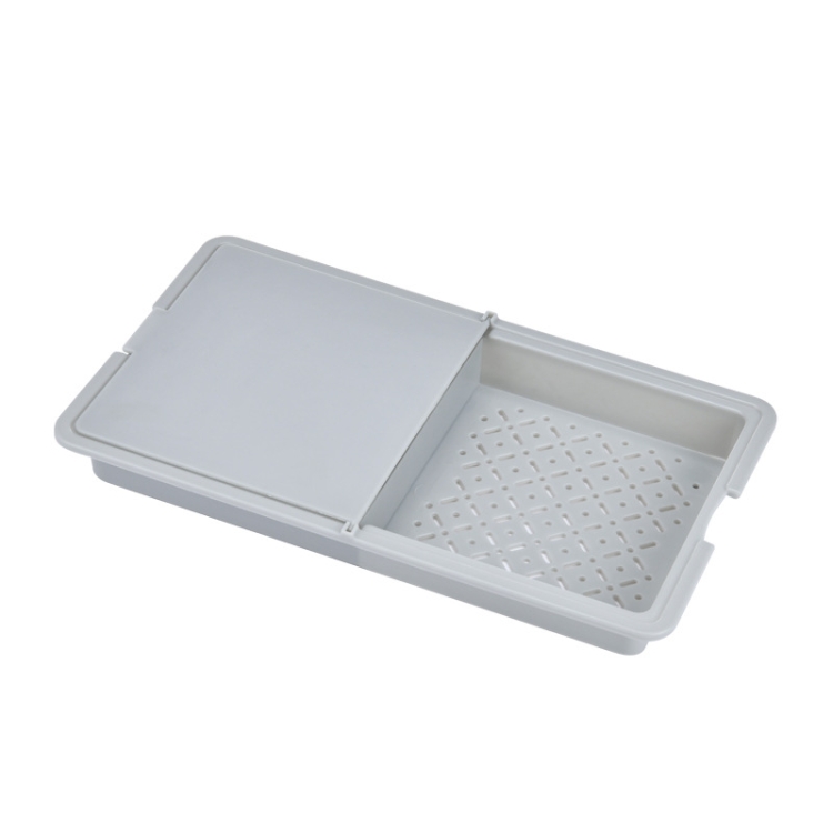 

3 PCS Household Multifunctional Folding Three-In-One Vegetable Washing & Cutting Board Storage Basket, Shape: Square(Gray)