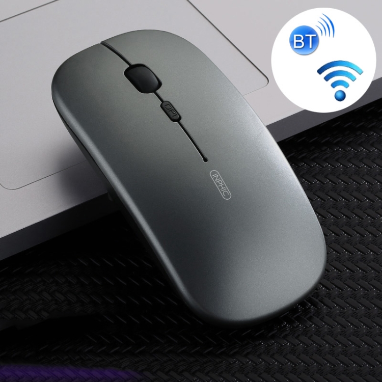 

Inphic PM1 Office Mute Wireless Laptop Mouse, Style:Bluetooth(Metallic Gray)