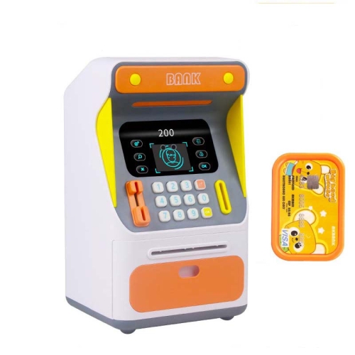 

Simulation Face Recognition ATM Cash Deposit Box Simulation Password Automatic Rolling Money Safe Deposit Box, Colour: Orange (Charging Version)