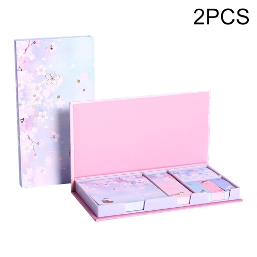 

2 PCS Boxed Sticky Notes Tear-Off Account Mark Indication Sticker Set(Sakura Cat Series-Purple/480 Sheets)